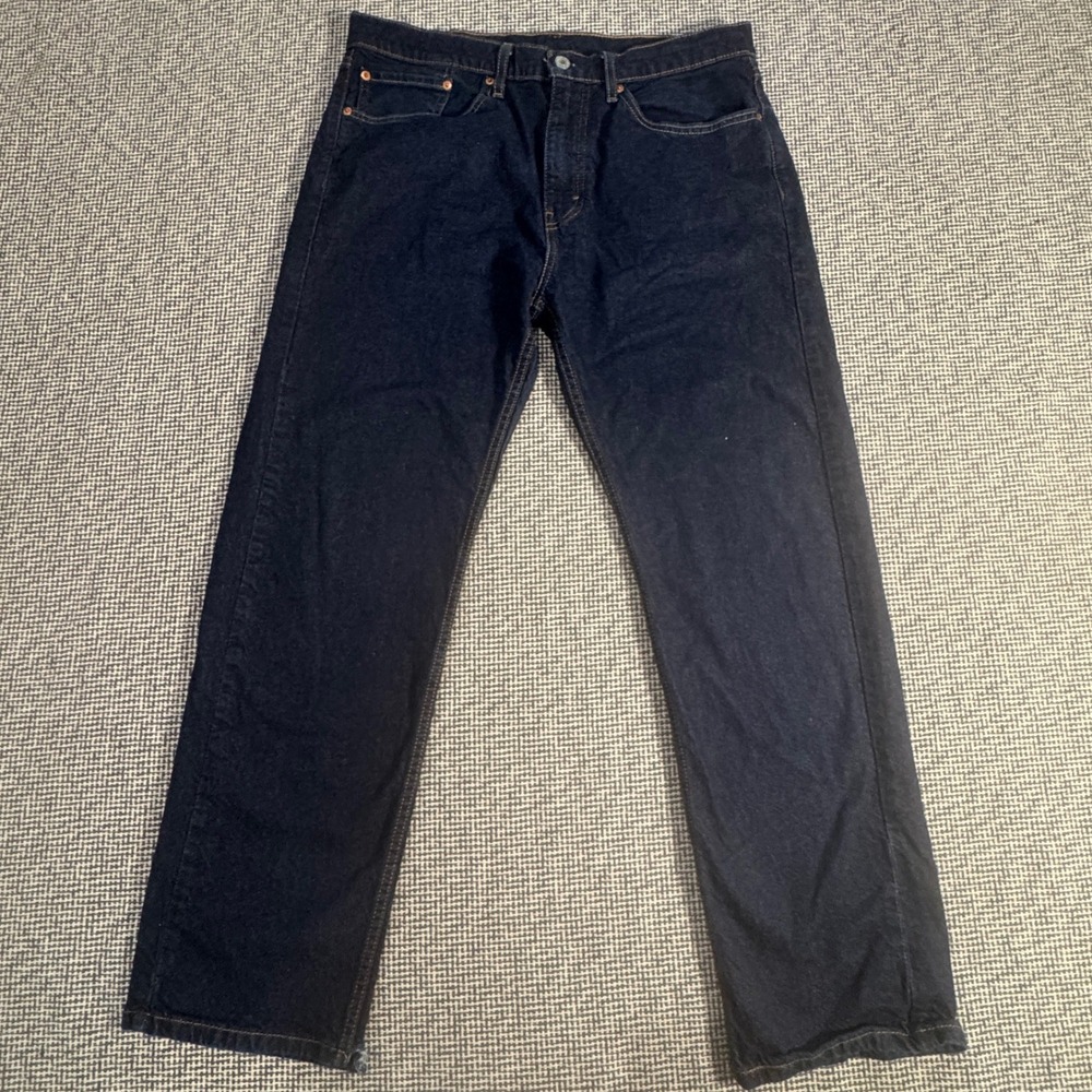 Levis 505 Regular Fit Jeans Dark Indigo Blue W35 L30 00505-2929 Mens Denim